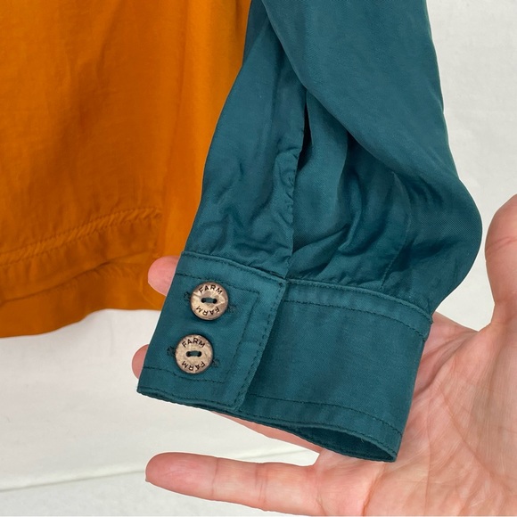 Farm Rio for Anthropologie Puff Sleeve Button Down Women’s M Color Block - Picture 9 of 16